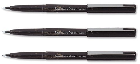 Pentel JM20 Disposable Fountain Pen 0.3-0.4mm Line Black Ink - Pack of 3