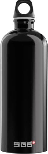 Sigg - Gourde Aluminium - Traveller Black - Certifiée Neutre En CO2 - Convient Aux Boissons Gazeuses - Étanche & Légère - Sans BPA - Pour Sport, Camping, Randonnée - Noir - 1L