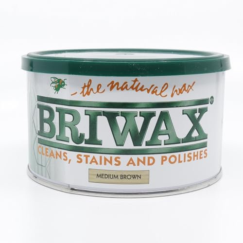 Briwax Original Medium Brown Wax Polish 400g (Japanese Labelled Version) - Same UK Product Inside - Furniture Wax - Cleans, Stains and Polishes