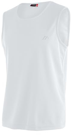 maier sports Peter, Sleeveless Men's T-Shirt, Outdoor Shirt with Round Neck for Hiking and Leisure, Dryprotec Technology, Breathable, NFC chip for Easy Recycling White