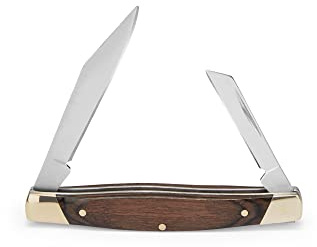 Buck Knives 375 Deuce 2-Blade Folding Pocket Knife, Woodgrain Inlay Handle with Nickel Silver Bolsters, 420J2 Steel Clip and Coping Blades, EDC Pocket Knife, 0.7 oz
