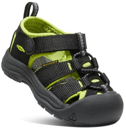 KEEN Unisex Kinder Newport H2 Sandalen, Black Lime Green, 38 EU