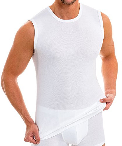 HERMKO 3040 3er Pack Herren Tank Top Unterhemd mit Rundhals-Ausschnitt aus 100% Bio-Baumwolle, Größe:D 6 = EU L, Farbe:weiß