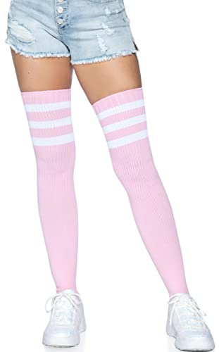 Leg Avenue womens Athletic Three Striped Knee High Socks Light Pink One Size