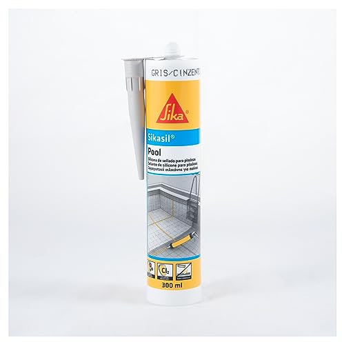 SIKA - Sellador de Silicona neutra para juntas en piscinas - Sikasil Pool - Gris - Alta resistencia al cloro y antifungicida - 300ml