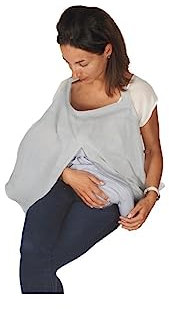 TINÉO - Voile D'allaitement - Cache Allaitement - Couverture D'allaitement - Léger - Respirant - 100% Coton (Gris)