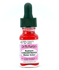 Dr. Ph. Martin's Radiant Concentrated Water Color (47D) Watercolor Bottle, 0.5 oz, Tahiti Red, 1 Bottle