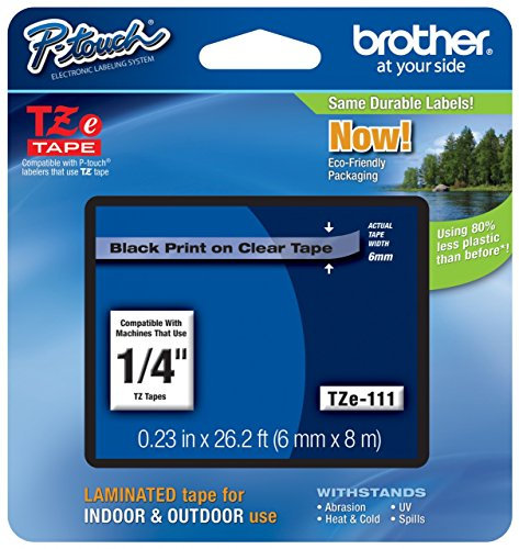 Original Brother TZe P-touch Schriftband für Brother PT-1900, PT1900 Etikettendrucker, 6 mm, Schwarz auf Transparent
