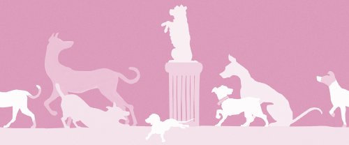 Gräflich Münster'sche Manufaktur 3er Set GMM Tier Bordüre, Tapetenborte - Pedigree Tapeten Borte mit Hunden in rosa, 3x5m, ideal zum Einzug, Umzug, Renovierung um Zimmer, Küche, Gänge, WC aufzupeppen