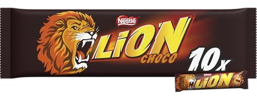 Lion - Barre Chocolat au Lait Croustillante - Lot de 10 x 42g | Barre de céréales pour une pause gourmande - Blé croustillant nappé de caramel fondant et chocolat au lait - Format familial