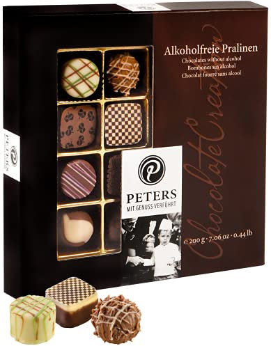 Peters Mit Genuss verführt | Alkoholfreie Pralinen | Ohne Alkohol | Hochwertige Pralinés | Geschenk | Schokolade | Mandel | Nougat | Geschenkidee | Made in Germany | 200g