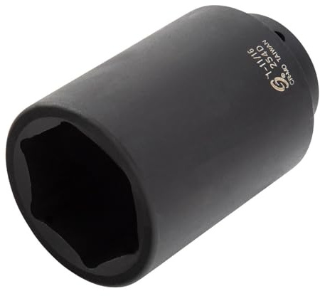 SUNEX TOOLS 254D, 1/2 Inch Drive, 1-11/16 Deep Impact Socket, Cr-Mo Alloy Steel, Radius Corner Design, Chamfered Openings, Dual Size Markings, Meets ANSI Standards