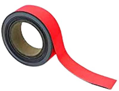 Magnetic Steel Easy-Wipe Tape, Thin & Flexible, Cut to Fit Strip, Strong Magnetic Tape, High Visible Identification, Suitable For All Non-Magnetic Surfaces - Red - H.40mm x W.10M