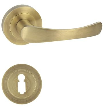 domino Türgriff Drückergarnitur BB-Buntbart Set Rund-Rosette Türklinke für Bürotür, Kellertür & Innentür Türbeschläge aus Aluminium Bronze Türdrückergarnitur NOVA-R M3