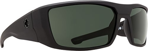 Spy Optic Dirk Polarized Wrap Sunglasses, Soft Matte Black/Happy Gray/Green Polar, 64 mm