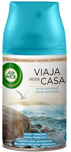 Air Wick Freshmatic - Recambio de Ambientador Spray Automático, Esencia para Casa con Aroma a Oasis Turquesa, 250 Mililitros ( el paquete puede variar)