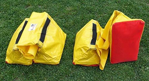 Callieway Premium Dog Agility Tunnel Sandsack - (2er Pack) gelb-blau mit Gumminoppen Stoppermatte für Agility Tunnel mit 60cmØ (ohne Tunnel) (GELB)