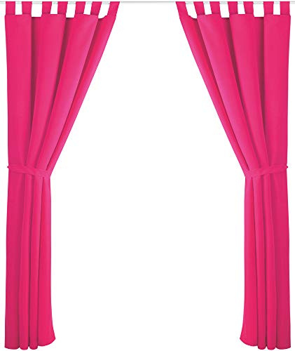 Bestlivings 2er Set Dekoschal mit Schlaufe, inkl. Raffhalter & Haken, pink in 140x175 cm
