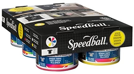 Speedball Fabric Screen Printing Ink Starter Set, Opaque, 6-Colors, 4-Ounce Jars, Silver, Raspberry, Blue Topaz, Citrine, Pearly White, and Black Pearl for T-Shirt and Silkscreen Printmaking