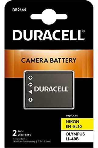 Duracell DR9664 Batteria per Nikon EN-EL10, Olympus Li-40B, 3.7 V, 700 mAh, Nero