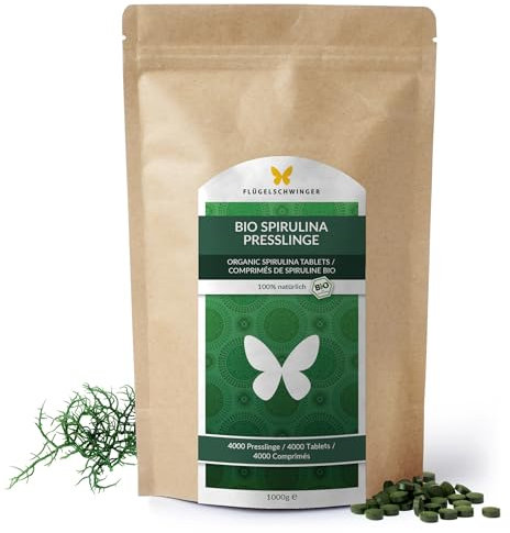 1kg BIO Spirulina Presslinge, 4000 Tabletten 'a 250mg, 100% natürlich, nach EU-ÖKO-Standard kultiviert und hergestellt, Rohkostqualität, ohne Zusätze (1000g)