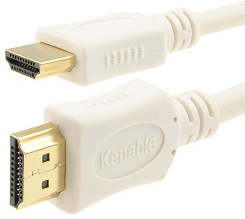 kenable HDMI Cable High Speed with Gold Plated Connectors 1080p Full HD 3D 4K Support v1.4 White 0.5m