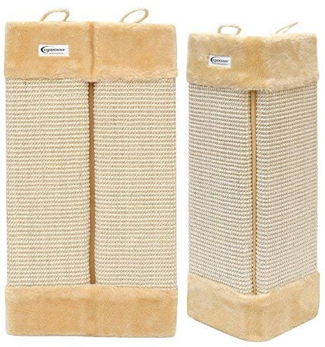 EYEPOWER Eckkratzbrett S ca. 55 x 27 cm Katzenkratzbrett Kantenschutz Kratzbrett Sisalbrett Kantschutz Eckenschutz Kratzecke Wandschutz Natursisal für Innen- und Außenecken Beige