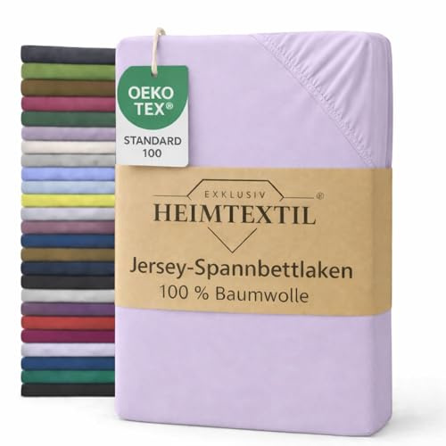 EXKLUSIV HEIMTEXTIL Jersey Spannbettlaken 140 x 200 cm Flieder 100% Baumwolle Öko - Tex Zertifiziert Bed-Sheet Bettlaken Spannbetttuch