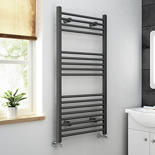 iBathUK | 1200 x 600 Anthracite Straight Heated Towel Rail Bathroom Radiator