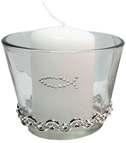 SET : 3 Kerzen & 3 Gläser Tischdekoration Hochzeit Taufe Kommunion Konfirmation VK006