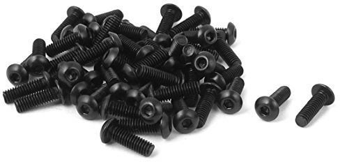 sourcing map M2,5x 8mm Knopfkopf Innensechskantschraube Schwarz 50Stk