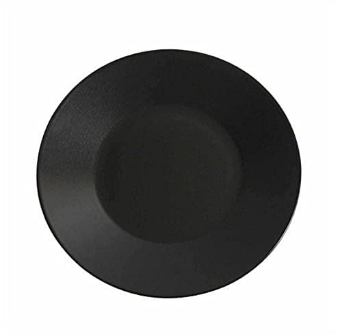 Genware NEV-B2980 Luna Wide Rim Plate, Stoneware, 25 cm Diameter, Black (Pack of 6)