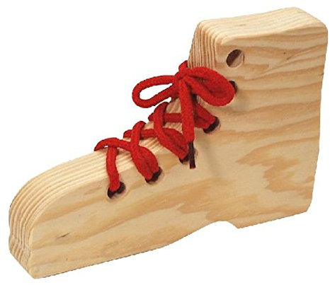 Bartl 105447 Fädelschuh aus Holz zum Schuhebinden Lernen