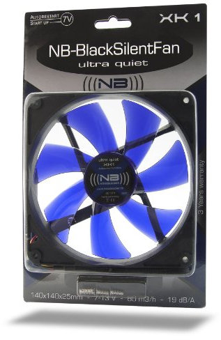Noiseblocker XK1 - Ventilador de PC (0.07 A, 0.84 W, -10-65 °C, Negro, Azul, 135 g, 140 x 140 x 25 mm)