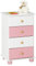 Commode Isabella chiffonnier apothicaire Rangement avec 4 tiroirs en pin Massif lasuré Blanc et Rose