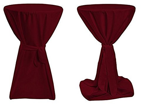 TexDeko® Stehtischhussen Premium mit Schleifenband Blickdicht für Bistrotische Bartische Tisch-Überzug Bordeaux Ø 100cm Oeko-TEX Zertifikat