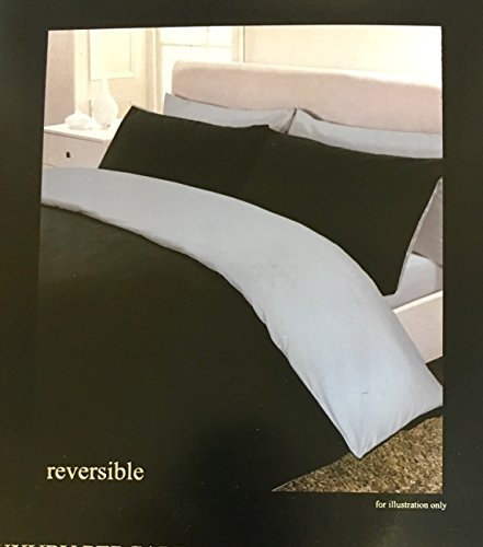 Rapport Percale Reversible Quilt Cover, Polyester-Cotton, Black/Grey, King, 230 x 200 x 1 cm