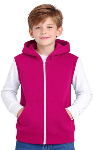 A2Z 4 Kids Boys Hooded Sleeveless Zip Gilet Casual Bodywarmer Vest | Lightweight Soft Padded Full Zip Everyday Outerwear With Pockets