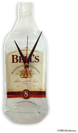 The Gift Emporium BELL'S WHISKEY RECYCLED GLASS BOTTLE WALL CLOCK