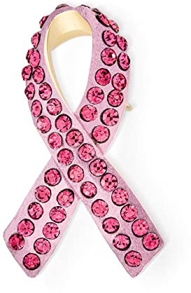 Broche Cristal Ruban Rose Survivante Du Cancer Du Sein - Accent Plaqué Argent - Bijou De Soutien Symbolique Pour Femmes