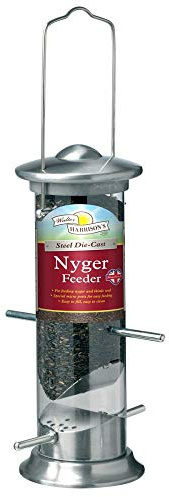 Walter Harrison's Wild Bird Nyger Seed Feeder, Steel Plated, 20 cm Small | Durable Steel Plated Design, Easy to Clean, Compact Size, Attracts Wild Birds
