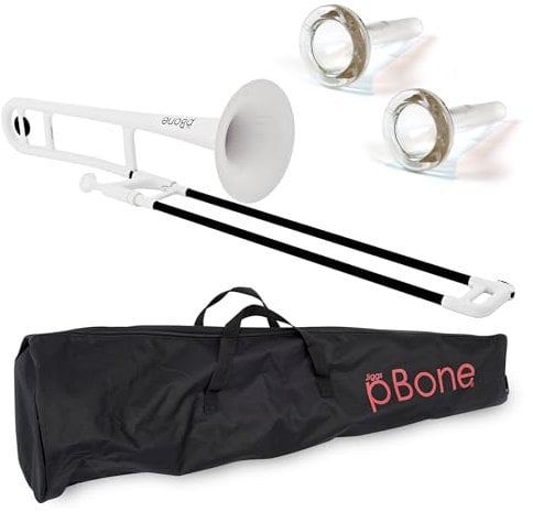 pBone Kunststoff Posaune weiß mit Tasche und Mundstück