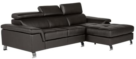 KAUF-UNIQUE.DE Ecksofa Leder - Ecke Rechts - Braun - Mishima