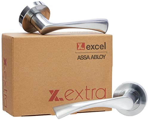 Excel Architectural 3841 Satin Chrome Lever on Rose Door Handles Aztec Design Pairs
