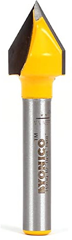 Yonico 14993q - V Groove Router Bit, Angle: 60 Deg., Diameter: 1/2 - 1/4 Shank