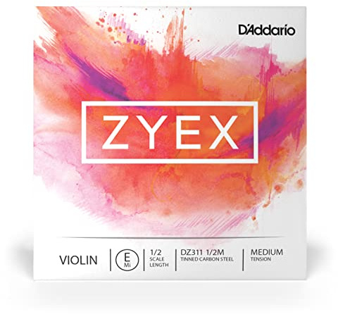 D'Addario DZ311-1/2M Zyex Violinen Einzelsaite 'E' verzinkter Kohlefaserstahl 1/2 Medium