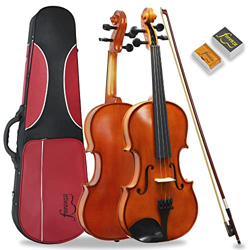 Forenza Prima 2 Voll 4/4 -Geigen -Outfit Mit Ebony -Fingerplatten Und Stiften, Leichtgewichten, Holzbogen, Rosing, Stahlkernschnallen