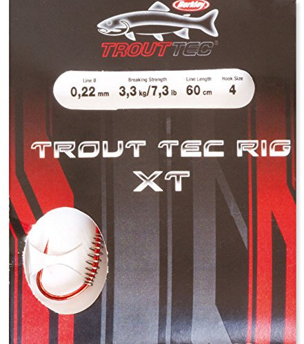 Berkley Ami da Pesca Legati Con Filo Fluorocarbon Trout Tec Rigs XT 60 cm Größe 4 Durchmesser 0.22 mm Bis zu 3.3 kg-7.3 lb Amo Trota Lago Mare Surfcasting