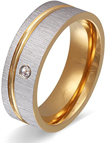 Juwelier Schönschmied - Damen Partnerring Ehering Freundschaftsring Stature Edelstahl Zirkonia inkl. persönliche Wunschgravur Nr171D