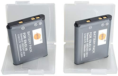 DSTE® 2pcs EN-EL19 Rechargeable Li-ion Battery for Nikon Coolpix S100, S2500, S2600, S2700, S2750, S3100, S3200, S3300, S3400, S3500, S4100, S4150, S4200, S4300, S4400, S5200, S6400, S6500, S6600 Digital Cameras